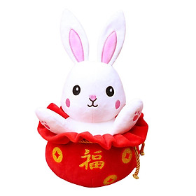 Chinese Style Rabbit Plush Toy Blessing Stuffed Animal Doll for Decor New Year Gift