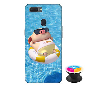 Ốp lưng điện thoại Oppo A5S hình Heo Con Tắm Biển tặng kèm giá đỡ điện thoại iCase xinh xắn - Hàng chính hãng