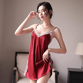 Váy Ngủ Sexy Lụa Satin 2 Dây Đẹp Gợi Cảm Xẻ Hông MIA BRA M21
