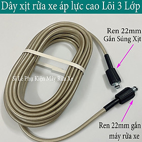 Mua Dây xịt rửa xe áp lực gia đình 10M-15M- 20M- 30M Lõi 3 Lớp / bộ như hình (ren 22mm