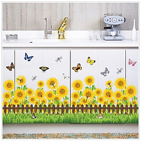 Decal dán chân tường Hoa hướng dương 2 AmyShop DCT034 - 2 bộ(42 x 200 cm)