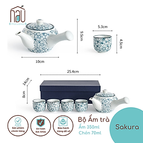 Mua Bộ ấm chén trà có quai cầm phong cách Nhật Bản làm thủ công và vẽ tay hợp làm quà Tân Gia về nhà mới Sẵn có