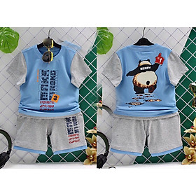 Bộ quần áo cotton in hình mặt sau và trước dành cho bé