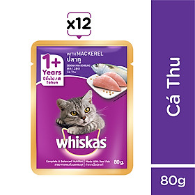 Bộ 12 túi thức ăn cho mèo Whiskas vị cá thu 80g