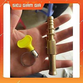 Đầu vòi xịt tăng áp mini bằng đồng phun nước rửa xe, tưới cây tăng áp đa năng có đai siết ống đi kèm 206587