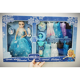 Bộ đồ chơi búp bê Elsa, Nữ hoàng Băng giá Frozen thay nhiều váy thời trang