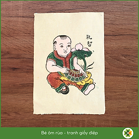 Mua Em bé ôm rùa - Tranh dân gian Đông Hồ - Dong Ho folk woodcut painting