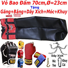 Combo vỏ bao trụ cát tập đấm bốc boxing, mma, muay + Găng đấm bốc mma figher hở ngón + Băng Đa cuốn tay