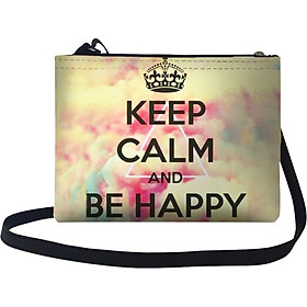 Túi Đeo Chéo Nữ In Hình Keep Calm & Be Happy Live Free - TUTE122
