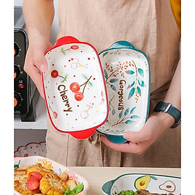 Mua KHAY SỨ NƯỚNG | KHAY SỨ CÓ TAY CẦM | THỐ SỨ | KHAY SỨ NƯỚNG HOA VĂN VẼ TAY