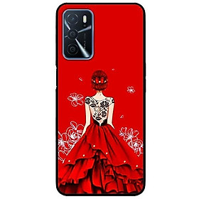Ốp lưng dành cho Oppo A16 mẫu Cô gái đầm đỏ