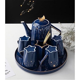 Mua Bộ ấm chén sứ cao cấp Starry sky and moonlight  bình trà sứ mạ vàng chi tiết