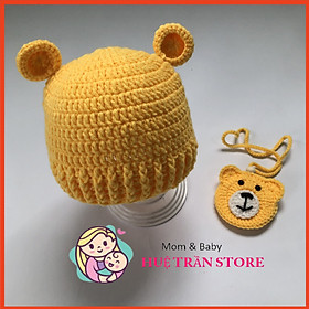 Mũ len tai gấu handmade cho bé 0-3 tháng tuổi