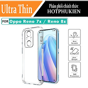 Ốp lưng silicon dẻo cho Oppo Reno 7z / Reno 8z hiệu Ultra Thin trong suốt mỏng 0.6mm độ trong tuyệt đối chống trầy xước - Hàng nhập khẩu