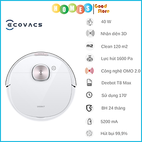 Robot Hút Bụi Lau Nhà ECOVACS Deebot T8 Max, Kết Nối App, Công nghệ OMO 2.0