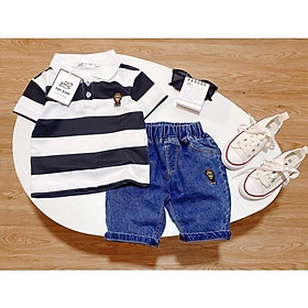 Set Polo thêu + quần jean co giãn cho bé 10-30kg