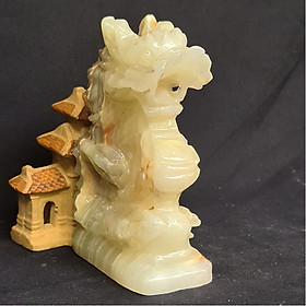 Tượng Phong Thuỷ Tuổi Thìn - Rồng 12 Con Giáp Đá Ngọc Onyx Xanh - 8cm - Mx - Hợp Mệnh Hoả, Mộc