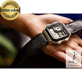 Dây đồng hồ dành cho casio ae1200/seiko5 da bò thật 1956 thép .