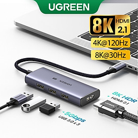 Mua Bộ chuyển đổi USB Type C ra 3 USB 3.0 + HDMI 8K 30Hz Ugreen CM500 50629 cao cấp hàng chính hãng