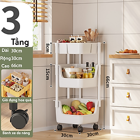 Kệ để đồ nhà bếp, kệ đa năng 3,4 tầng bằng nhựa rất bền bỉ, có bánh xe di chuyển thông minh, tiện lợi