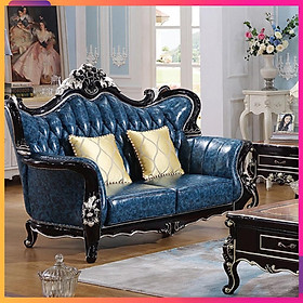 Mua Sofa tân cổ điển hoàng gia cao cấp khung gỗ thịt phủ bóng bọc da bò Italy với màu sắc phối nổi bật