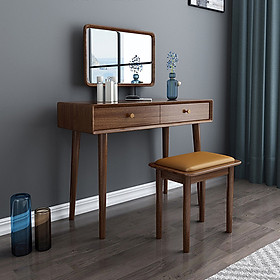 Mua Bộ Bàn Ghế Trang Điểm Gỗ Óc Chó Có Gương Cao Cấp - Bàn Phấn Cổ Điển Màu Nâu Decor Phòng Ngủ Đẹp