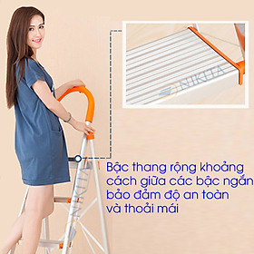 Thang ghế tay vịn gia đình xếp gọn, bậc thang to kèm tay vịn đảm bảo an toàn -Hàng chính hãng NIKITA