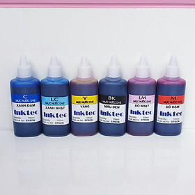 Bộ 6 màu - Mực nước inktec dùng cho máy in phun màu Epson - Loại 100ml - Hàng chính hãng 