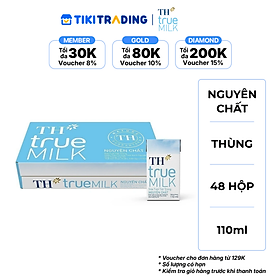 Thùng 48 hộp sữa tươi tiệt trùng TH True Milk nguyên chất 110ml