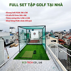 FULL SET tập Golf tại nhà PGM: Khung lưới+Cỏ Rough nền+Thảm Swing lớn+Khay bóng