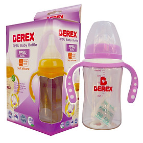 Bình sữa Nhựa PPSU PLUS Berex cao cấp cổ rộng, mô phỏng tự nhiên cho bé từ 3 tháng (240ml)- có Quai màu ngẫu nhiên