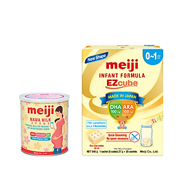 Combo Thực phẩm bổ sung Meiji Mama Milk (350g) và Sản phẩm dinh dưỡng Meiji Infant Formula EZcube (540g)