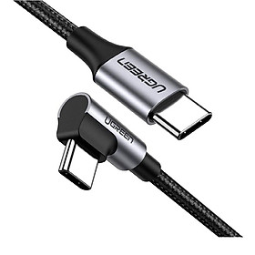 Mua Cáp 2 đầu type c 2.0 3M bẻ góc C 90 độ màu xám sạc và truyền dữ liệu từ máy tính ra điện thoại Ugreen 80714  US255 Hàng Chính Hãng