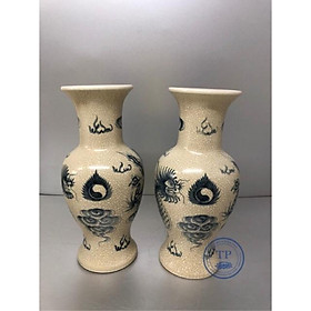 Mua Đôi lọ hoa men rạn vẽ rồng   mẫu lọ đùi dế KH1477