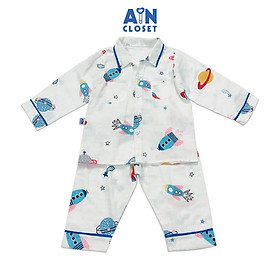 Bộ quần áo dài bé trai họa tiết Tên lửa xanh xô sợi tre - AICDBG6V4KAO - AIN Closet