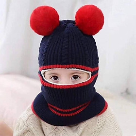 Mũ len ninja trùm kín đầu kín cổ lót nỉ ấm áp cho bé trai bé gái mùa đông
