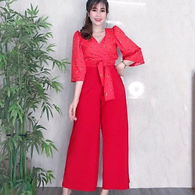 Sét áo hoa cột eo + Quần ống rộng SIÊU XINH -MS4B MMR