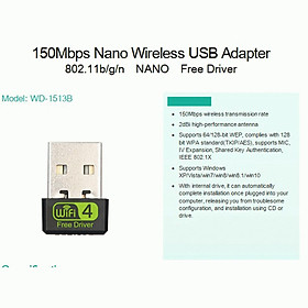 150Mbps Mini 2.4G 802.11 B/g/n LAN Internet USB WiFi