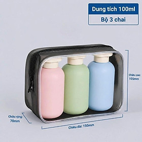 Mua Bộ Chiết Mỹ Phẩm Du Lịch 3 Chai 100ml Kèm Túi PVC | Gọn Gàng Cho Cả Gia Đình