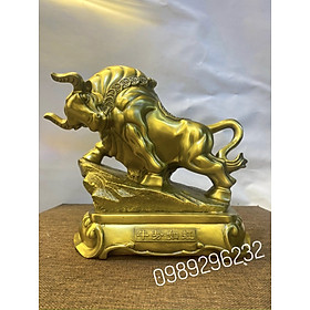 Mua Tượng linh vật con Trâu phong thuỷ bằng đồng vàng cao 20cm - tượng trâu tài lộc