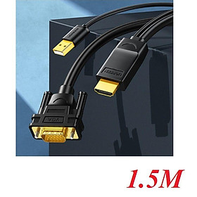 Ugreen UG30449MM101TK 1.5M màu Đen Cáp chuyển đỗi HDMI sang VGA kèm cổng trợ nguồn Micro USB - HÀNG CHÍNH HÃNG