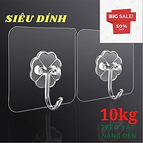 COMBO 10 Móc dán tường siêu dính siêu chắc treo đồ chịu lực 10kg mini trong suốt, sạch sẽ và gọn gàng, Độ dính rất chặt