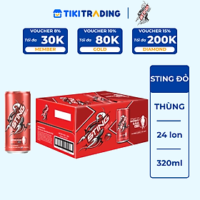 Thùng 24 Lon Nước Tăng Lực Sting Dâu (320ml/Lon)