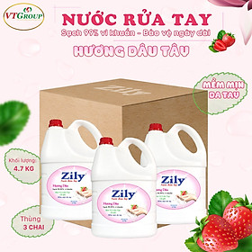 Nước rửa tay Zily Dâu Tây - 4.7Kg ( 3 chai/ thùng )