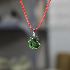 Vòng cổ nữ Hồ Ly Pha Lê xanh lá móc bạc