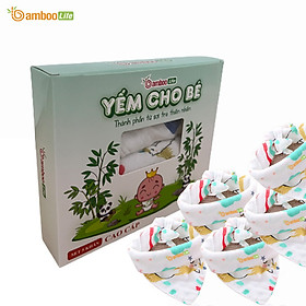 Sét 5 khăn yếm tam giác cho bé Bamboo Life hàng chính hãng từ sợi tre 6 lớp Khăn yếm quàng cổ giữ ấm cho bé sơ sinh (Giao màu ngẫu nhiên)