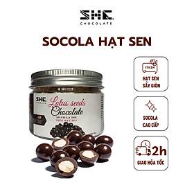 Socola viên Hạt sen - hũ pet 40g, hũ 90g, túi 500g - SHE Chocolate - Bổ sung năng lượng, tốt cho sức khỏe. Quà tặng sức khỏe, quà tặng người thân, dịp lễ, thích hợp ăn vặt