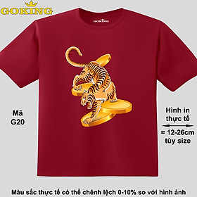 Tiger, mã G20. Áo thun hàng hiệu Goking, form unisex cho nam nữ, trẻ em, bé trai gái. Áo phông in hình con hổ siêu đẹp, quà tặng cao cấp cho gia đình, cặp đôi, doanh nghiệp, hội nhóm - Đô, 100% cotton - 0'