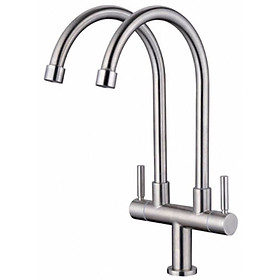 Vòi rửa chén bát đôi inox 304 Mờ hàng đẹp chính hãng