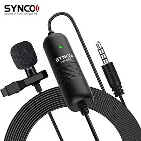 SYNCO Lav-S6E Lavalier Microphone Clip-on Omnidirectional Condenser Lapel Mic Auto-Pairing 6M Cable with Windscreen